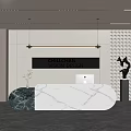 Modern company front desk background wall sofa reception area sofa chandelier 3d model