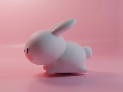 Cute White Reptile Plush Toy on Pink Background in Crawling Posture 3d model