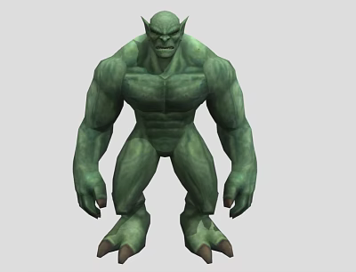 Green Horned Muscular Fantasy Game Movie Character With Bulky Build And Sharp Claws 3d model