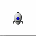 Rocket Shaped Equipment With White Body Blue Circular Window Gray Thrusters And Pointed Top