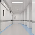 Modern Laboratory Corridor With White Walls And Ceiling Lights 3d model