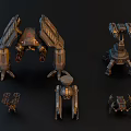 Detailed Game Movie Mechanical Characters with Multiple Sizes and Futuristic Designs