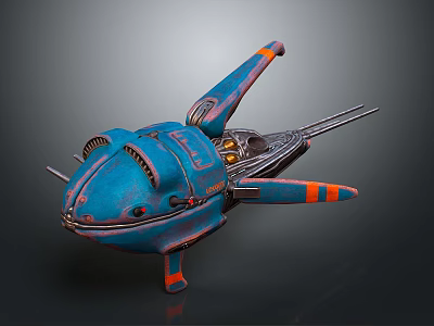 Smart Machine Featuring Blue Body Orange Stripes Mechanical Details And Cockpit Design 3d model