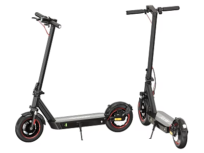 Two Black Functional Electric Scooters With Red Accent Wheels And Modern Design 3d model