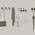 Wall Hooks with Handbags Scarf Coat Umbrella and Key Holder in Entryway
