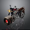Vintage Motorcycle With Round Headlight Brown Leather Seat And Red Accent Tire