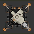 Detailed Lunar Lander Model Featuring Golden Black Structure Landing Legs Ladder And American Flag