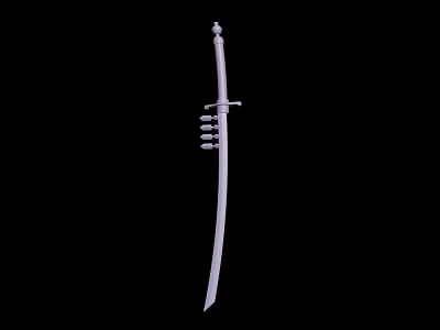 Traditional Long Sword With Decorative Handle And Metal Sheath Design 3d model