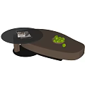 Modern Dark Irregular Coffee Table with Double Tiered Surface Magazine and Green Fruits in Bowl