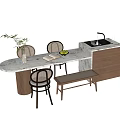 Modern Dining Table and Chair Combination Dining Table Dining Chair Bench 3d model