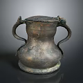 Ancient Bronze Sculpture Vessel With Carved Handles And Ornate Design Details