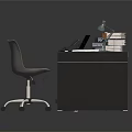 Cluttered Office Desk With Laptop Printer Document Stacks Scattered Papers Desk Lamp And Chair