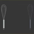 Two Household Kitchen Whisks With Silver And Blue Metal Handles For Daily Cooking Use