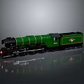 Vintage Green Steam Train Model With Number 4472 And Red Crest On Reflective Surface