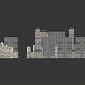 Cartoon City Model Displaying Tall Buildings Roads And Urban Crossroads