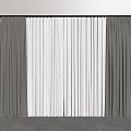 Gray Curtains And White Sheer Curtain With Black Rod Against White Wall