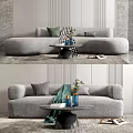 Modern Multiplayer Sofa Coffee Table Combination 3d model