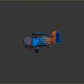 Colorful Cartoon Style Toy Airplane With Blue Biplane Wings And Orange Tail