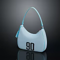 Stylish Light Blue Handbag With Strap Number 90 And Tassel Detail