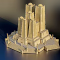 Intricate Ancient Architecture Model Featuring Multiple Towers And Domes On Detailed Pedestal With Decorative Columns
