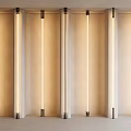 Minimalist Modern Wall Design With Vertical Beige Panels And Illuminated Strip Lights