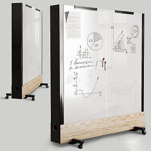 Modern Whiteboard Mobile Handwriting Board 3d model