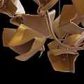 Elegant Modern Chandelier Featuring White Petal Shaped Structure And Golden Metal Accents