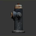 Old Rusty Fire Hydrant With Dark Blue Body Red Orange Top And Metal Knob
