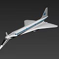 Sleek White Supersonic Passenger Jet With Blue Stripes And Sharp Nose Design