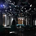 Modern Luxury Bar Interior Design With Illuminated Counter Wine Racks And Bar Stools