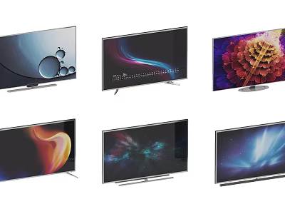 Various Modern Design TVs with Vibrant Screen Displays and Diverse Visual Patterns 3d model