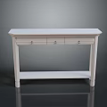 White Console Table With Three Drawers And Lower Shelf Simple Design