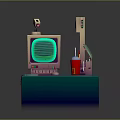 Vintage Computer Setup With Old Monitor Keyboard Mouse And Drink Cup In