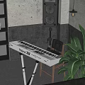 Roland XB Electronic Musical Keyboard In Studio With Chair Plant And Audio Gear