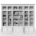 Classic Wooden Bookshelf Filled With Various Books Multiple Shelves And Drawers