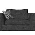Modern Gray Single Sofa With Checkered Pillow And Sleek Comfortable Design