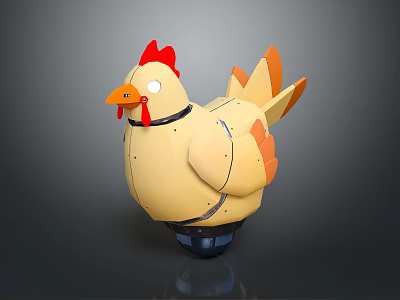 Electric Toy Chicken With Yellow Body Red Comb Orange Beak Cute Design For Kids Interactive Playtime Fun 3d model