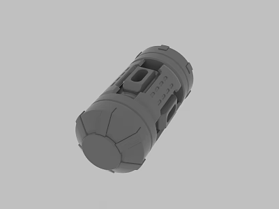 Gray Cylindrical Mechanical Part 3D Model with Structural Details and Holes Rendering 3d model