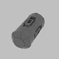 Gray Cylindrical Mechanical Part 3D Model with Structural Details and Holes Rendering
