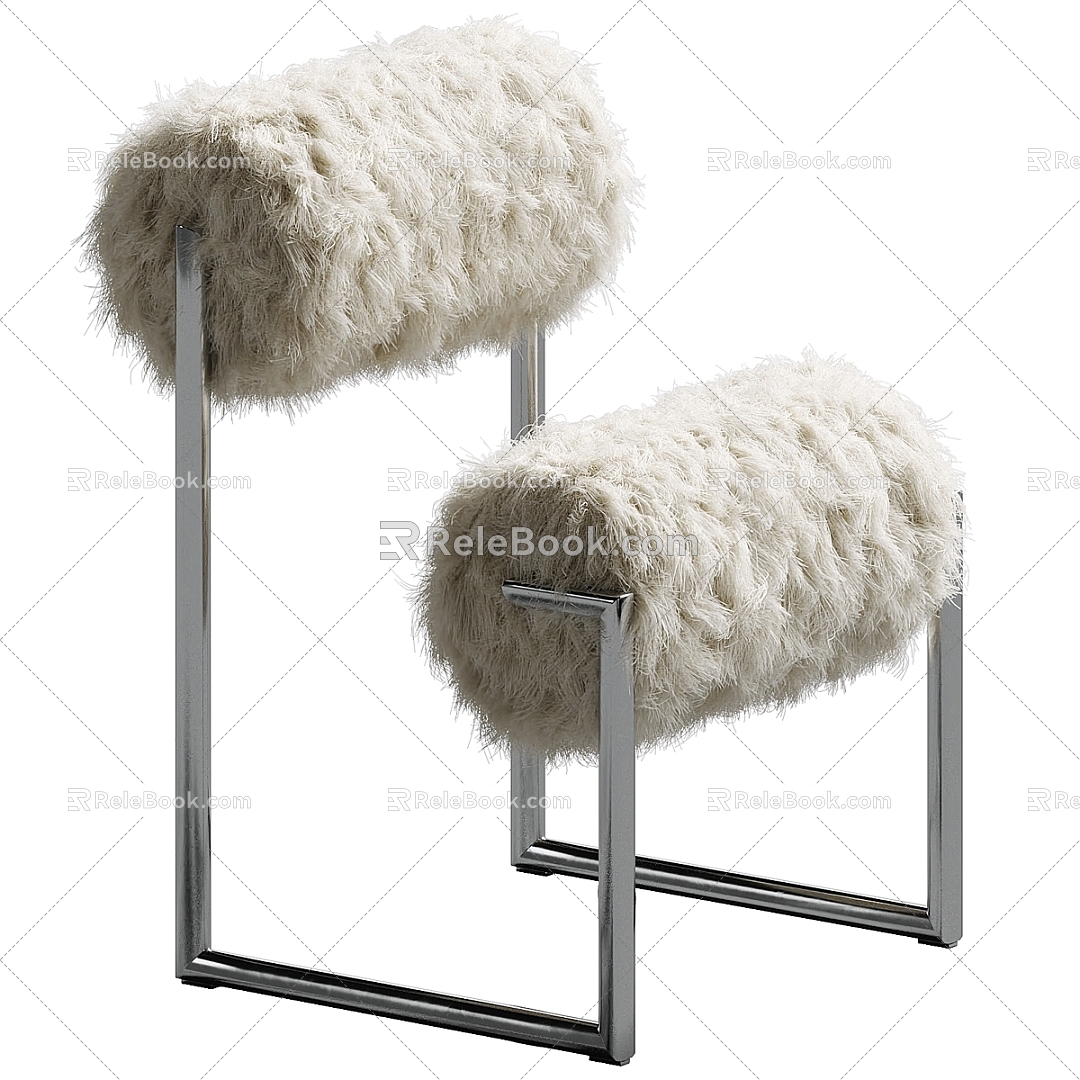 modern leisure chair armchair metal fur duepiu duepi 3d model