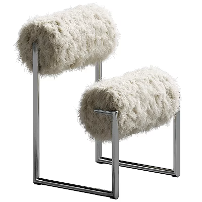 Modern Plush Leisure Chair With Silver Metal Legs And Faux Fur Design 3d model
