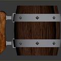 Vintage Wooden Barrel With Metal Bands Wooden Handle And Decorative Rivets