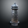 Carved Column Design Metal Decorative Ornament Set In Vintage Style With Floral Patterns