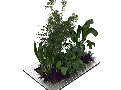 Modern Storage Locker With Green Plant Decor For Stylish Indoor Home Setting 3d model