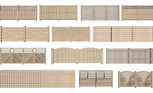 Modern fence combination 3d model