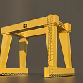 Yellow Industrial Gantry Crane With Steel Frame Ladder Structure And Bottom Warning Stripes