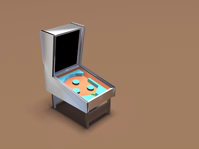 Classic Pinball Machine With Silver Exterior Black Screen Sturdy Stand And Colorful Playfield Components 3d model