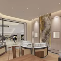Elegant Modern Jewelry Store Interior With Glass Display Counters And Ceiling Lighting