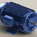Blue Industrial Electric Motors Complete Unit And Internal Structure With Rotor
