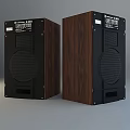 Two Wooden Case Speakers with Black Front Panel and Modern Design 3d model